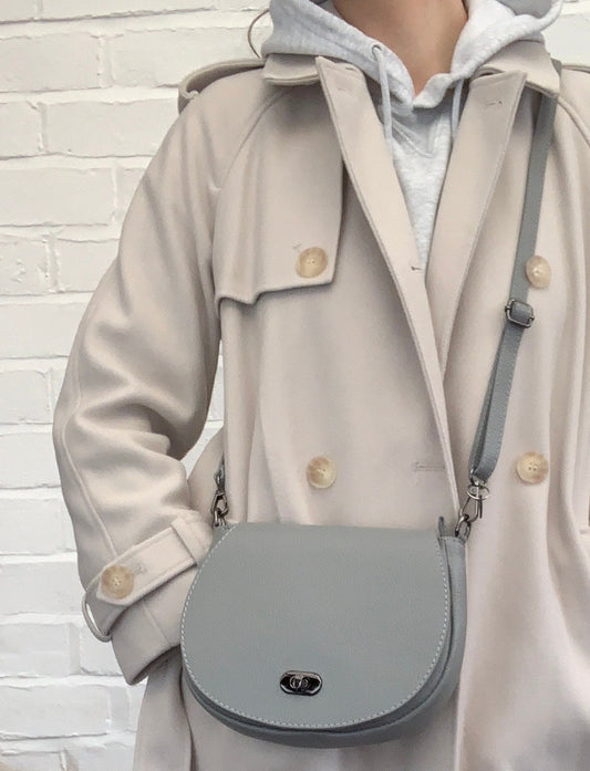 Light Grey Leather Satchel Bag
