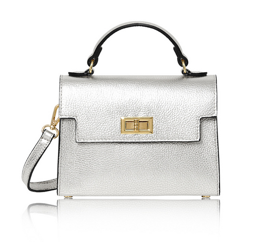 Silver Leather Classic Bag - Cindy