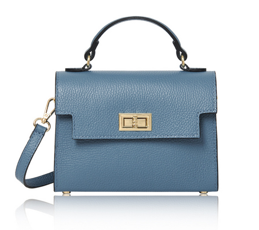 Blue Leather Classic Bag - Cindy