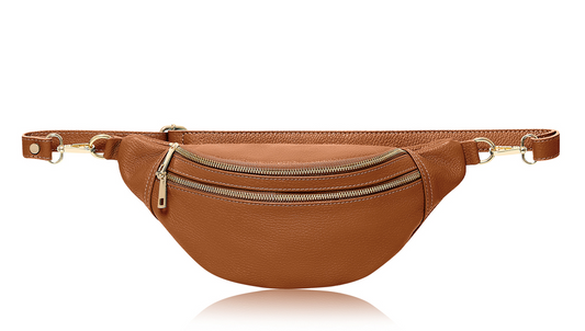 Oversized Tan Leather Bag - Cecilia