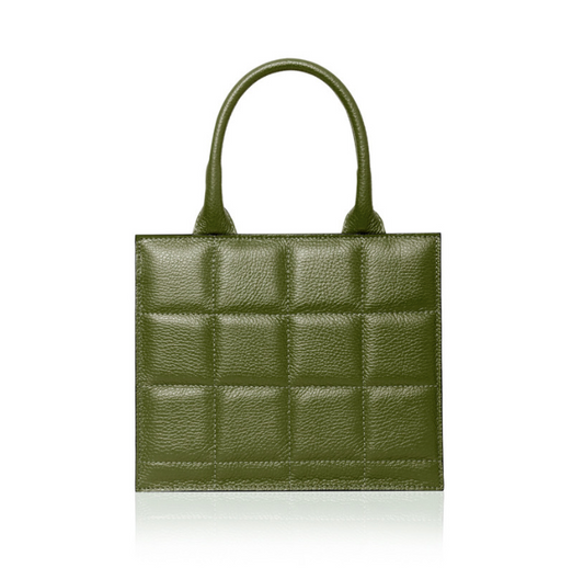 Olive Green Quilted Leather Grab Bag - Moritz