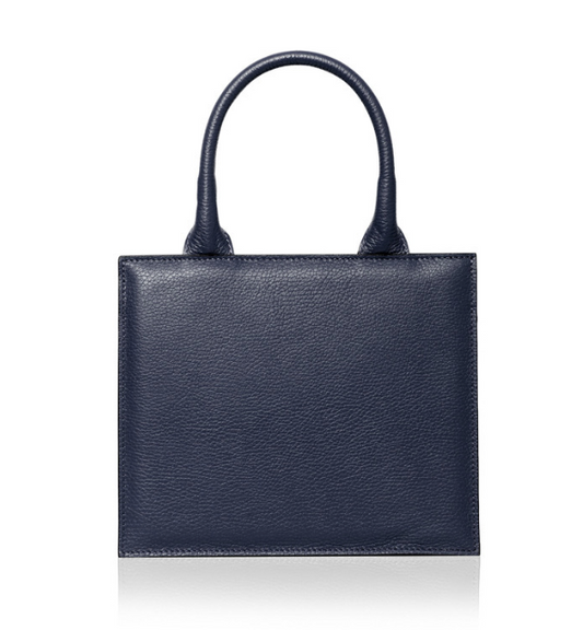 Navy Quilted Leather Grab Bag - Viva