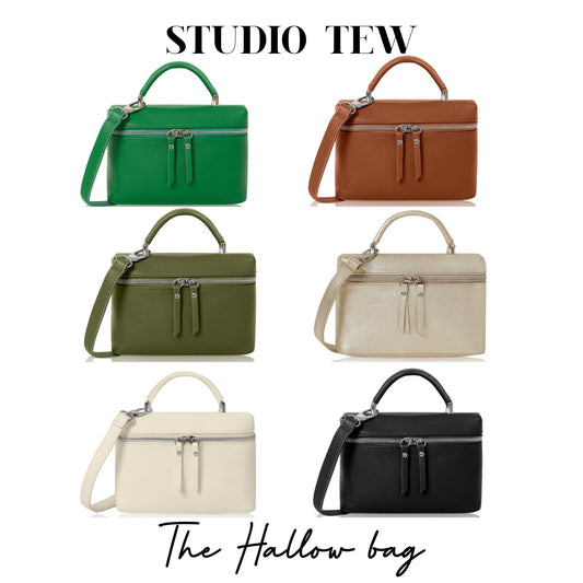 Charming leather bag with short handle & long strap - Hallow