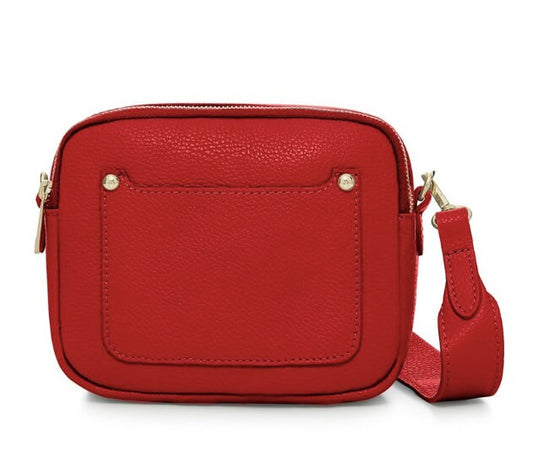 Red Leather Double Zip Bag - Victoria