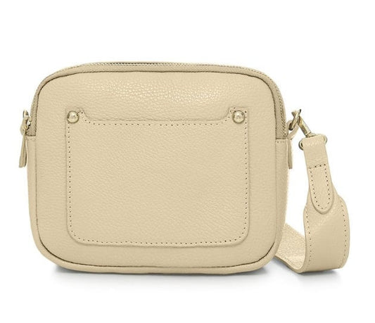 Cream Leather Double Zip Bag - Victoria