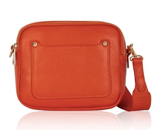 Burnt Orange Leather Double Zip Bag - Victoria