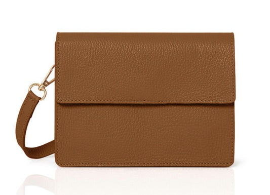 Tan Leather Minimalistic Bag - Zoe