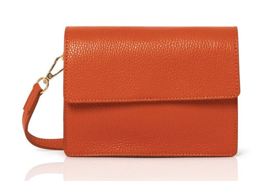 Orange Leather Minimalistic Bag - Zoe