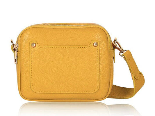 Yellow Leather Double Zip Bag - Victoria