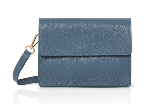 Blue Leather Minimalistic Bag - Zoe