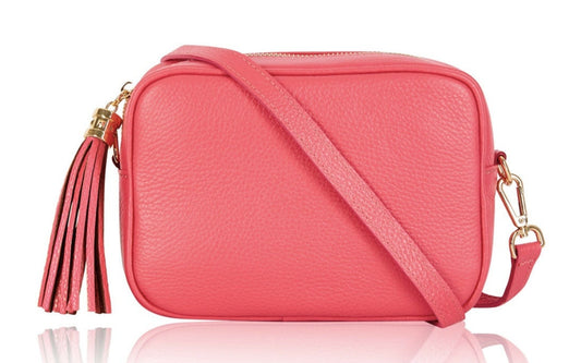 Coral Leather Crossbody Bag With Tassel - Darcy