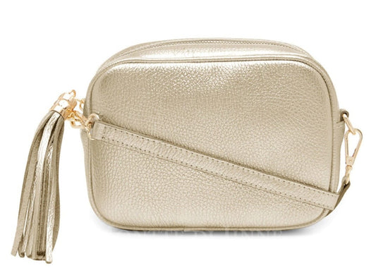 Gold Leather Crossbody Bag With Tassel - Darcy