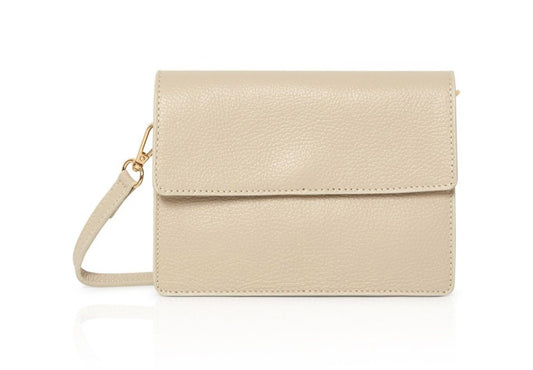 Cream Leather Minimalistic Bag - Zoe