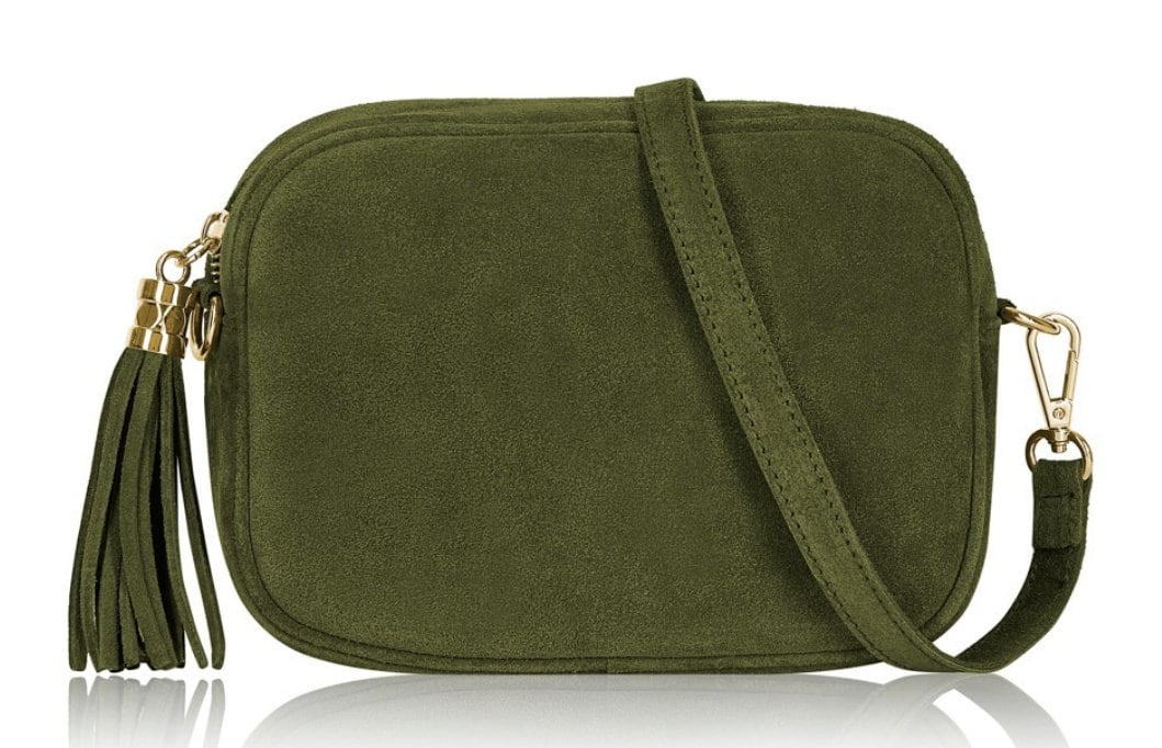 Olive Green Suede Crossbody Bag