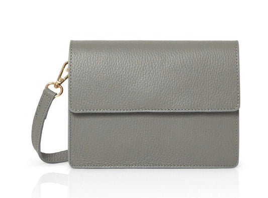 Light Grey Leather Minimalistic Bag - Zoe