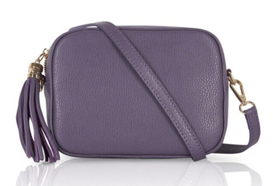 Purple Leather Crossbody Bag With Tassel - Darcy