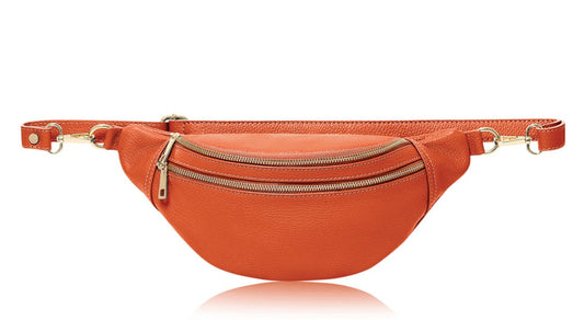 Oversized Orange Leather Bag - Cecilia
