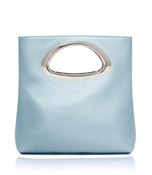 Blue Leather Clutch Bag - Freya