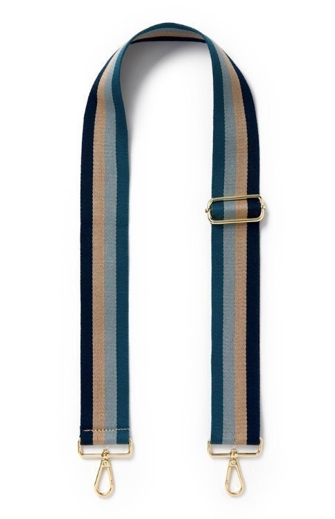 Blue/Taupe - Stripe Bag Strap