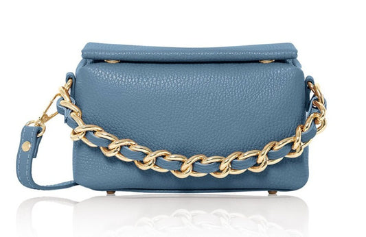 Blue Boxy Bag With Chain Handle - Erin