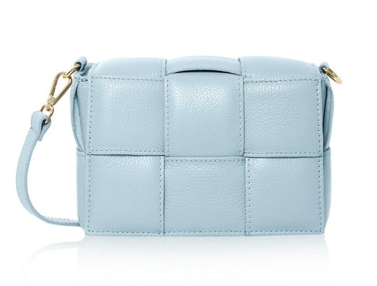 Pale Blue Quilted Leather Bag - Polly