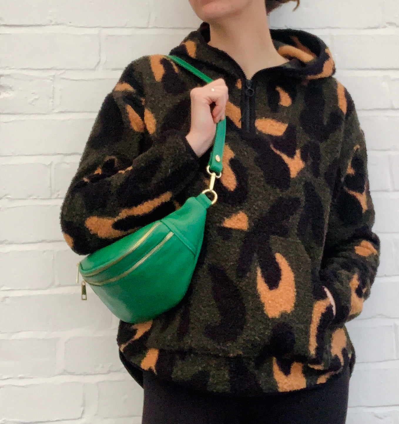 Oversized Green Leather Bag - Cecilia