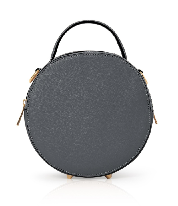 Dark Grey Round Leather Bag
