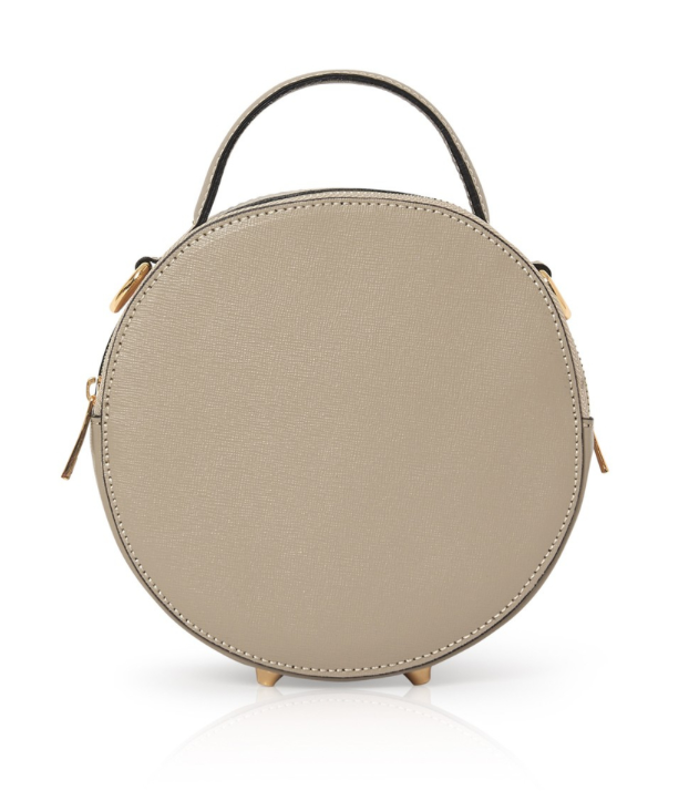 Light Taupe Round Leather Bag