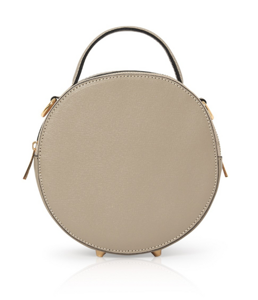 Light Taupe Round Leather Bag
