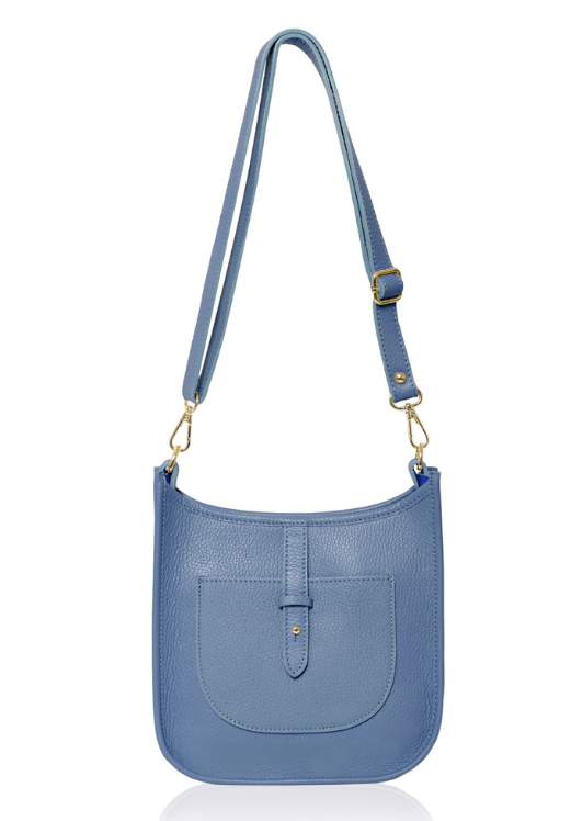 Blue Leather Crossbody Bag - Meka