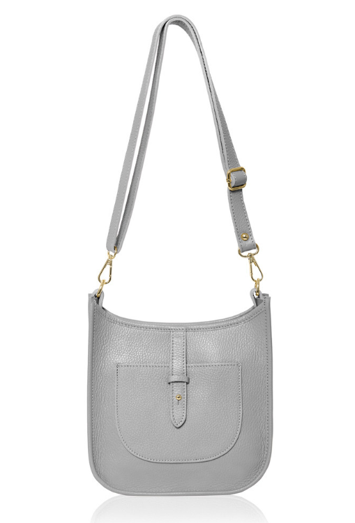 Light Grey Leather Crossbody Bag - Meka