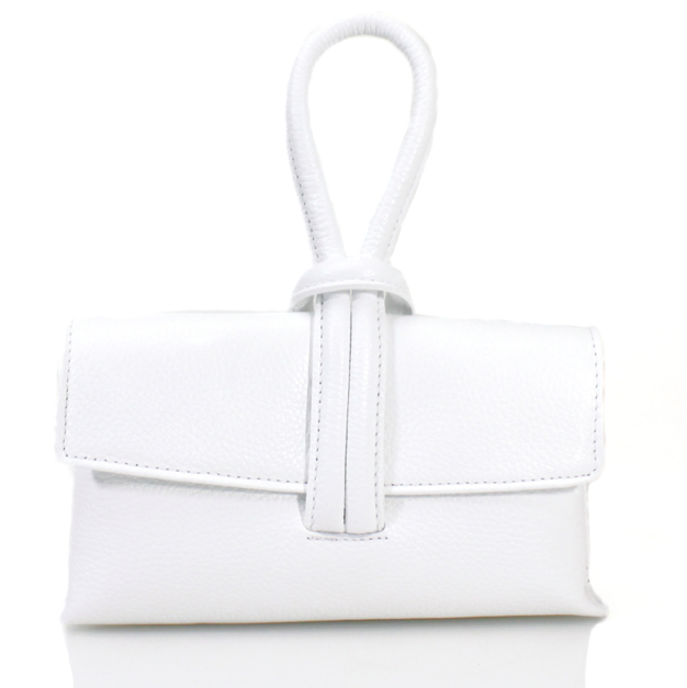 White Leather Loop Handle Bag - Claris