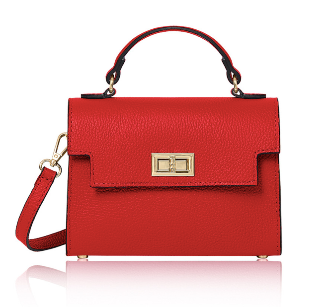Red Leather Classic Bag - Cindy