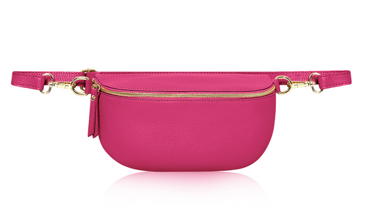 Bright Pink Large Leather Sling Bag - Felicity