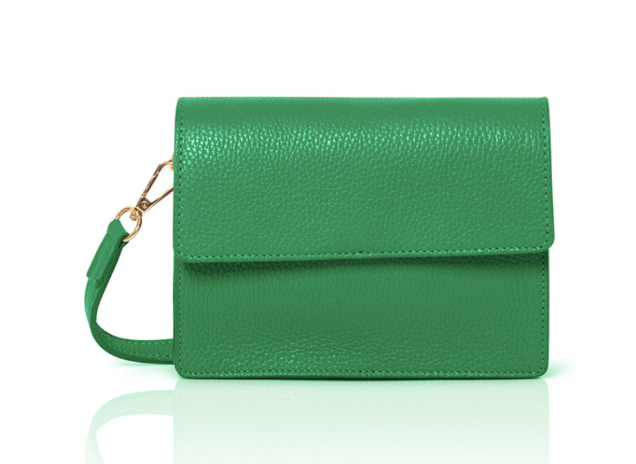 Green Leather Minimalistic Bag - Zoe