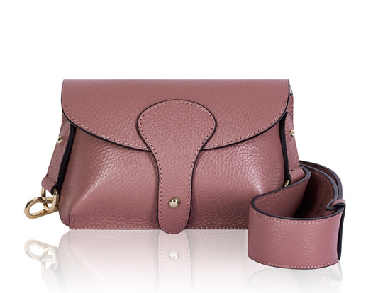 Dusty Pink Leather Compact Crossbody Bag - Vogue