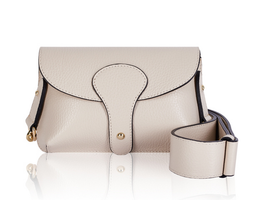 Cream Leather Compact Crossbody Bag - Vogue