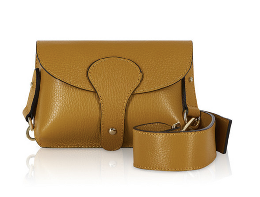 Mustard Leather Compact Crossbody Bag - Vogue
