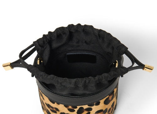 Animal Print Hair on Hide Bucket Bag