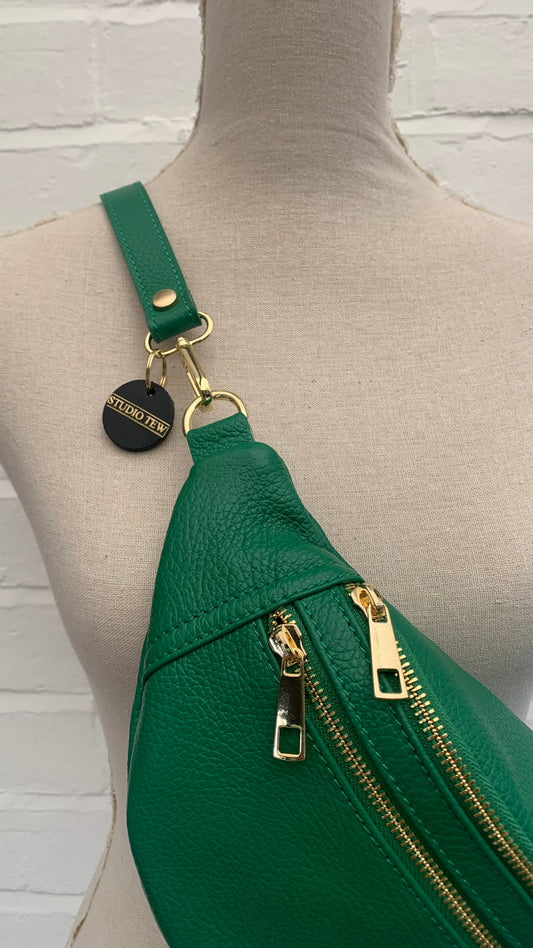 Oversized Green Leather Bag - Cecilia