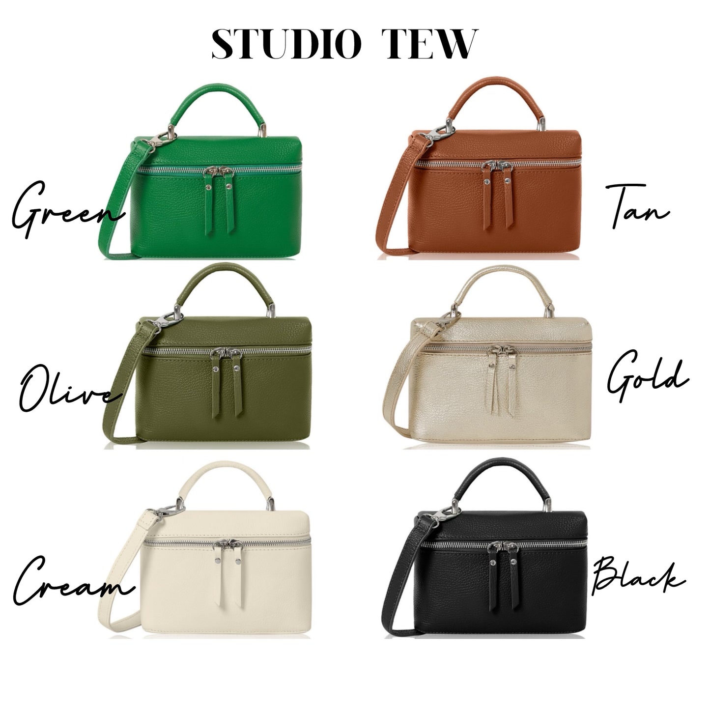 Charming leather bag with short handle & long strap - Hallow