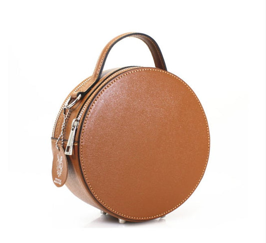 Round Leather Grab Bag