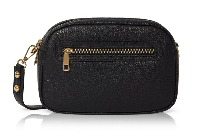 Black Leather Crossbody Handbag