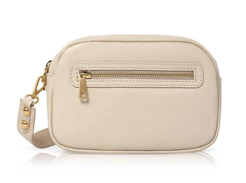 Cream Leather Crossbody Handbag