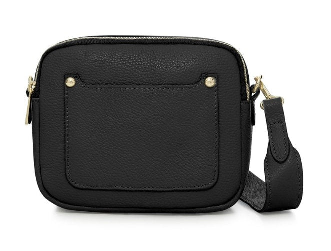 Black Leather Double Zip Bag - Victoria