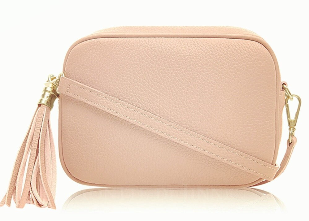 Rose Pink Leather Crossbody Bag With Tassel - Darcy