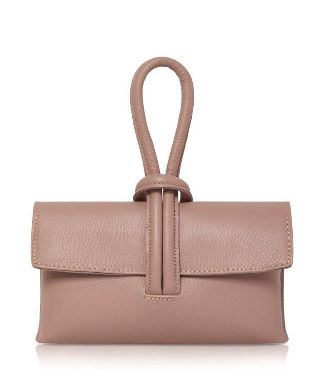Rose Pink Leather Loop Handle Bag - Claris