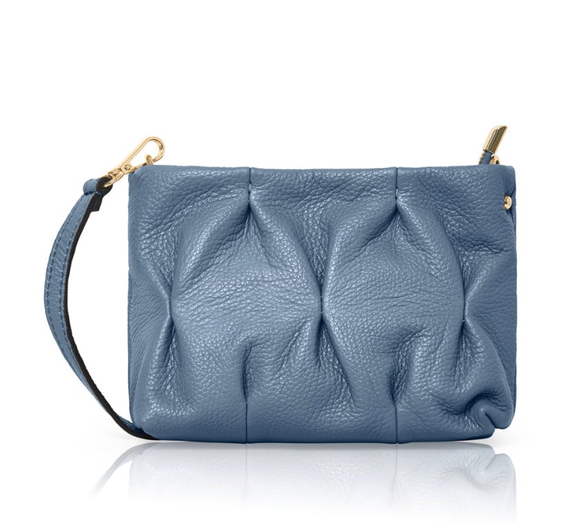 Denim Blue Leather Clutch Bag/Crossbody Bag