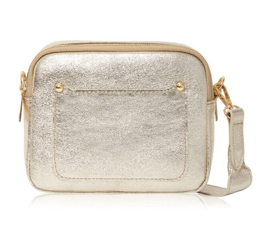 Gold Leather Double Zip Bag - Victoria