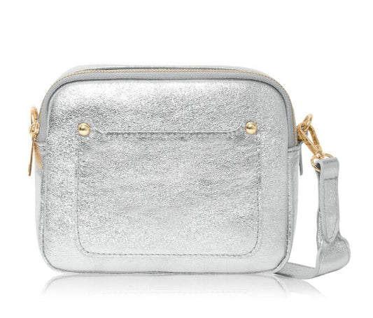Silver Leather Double Zip Bag - Victoria